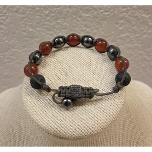 Basha Bracelet Sterling Silver, Carnelian, Hematite, & Lava Stone